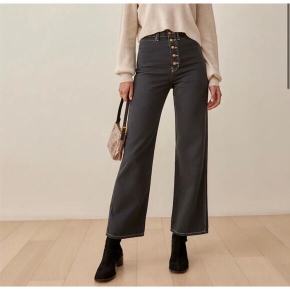 Reformation Pants - Reformation Lexi High Rise Wide Leg Jeans Size‎ 23 Washed Black